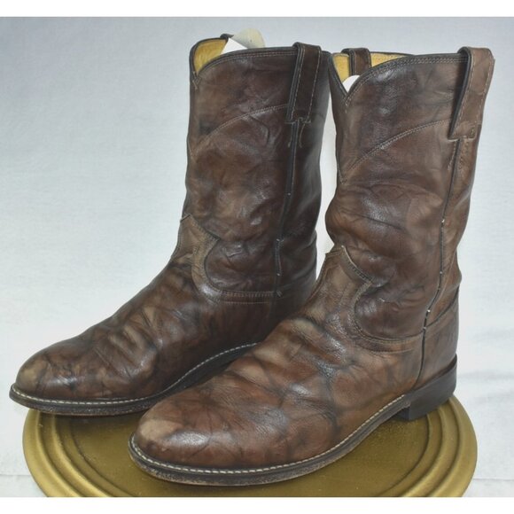 Justin Deerlite 3162 Men's Boots Size 9 D Brown Marbled Roper Western Cowboy - Picture 1 of 11